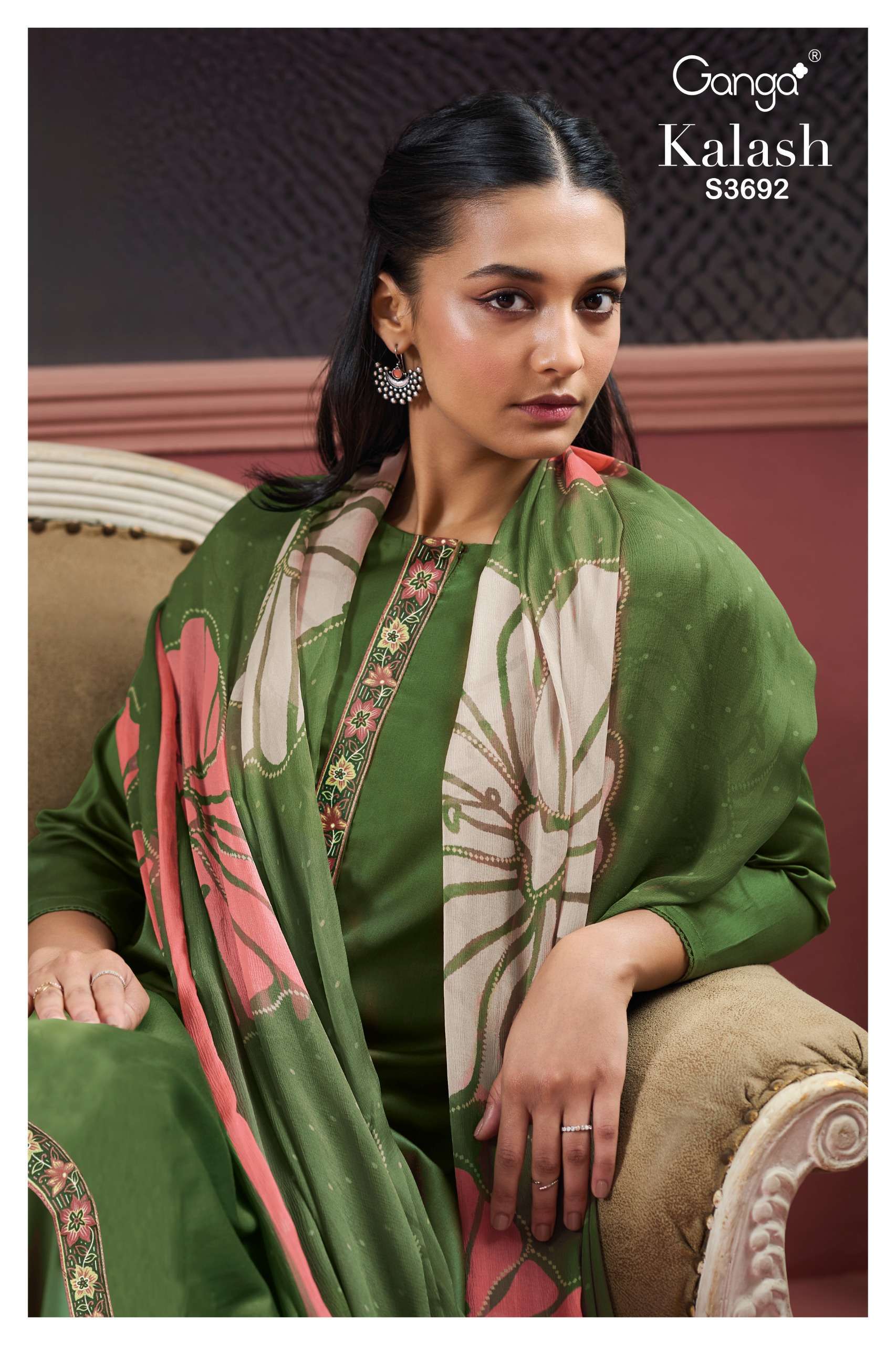 GANGA FASHION KALASH 3692 COTTON SILK SUIT CATALOG DEALER 