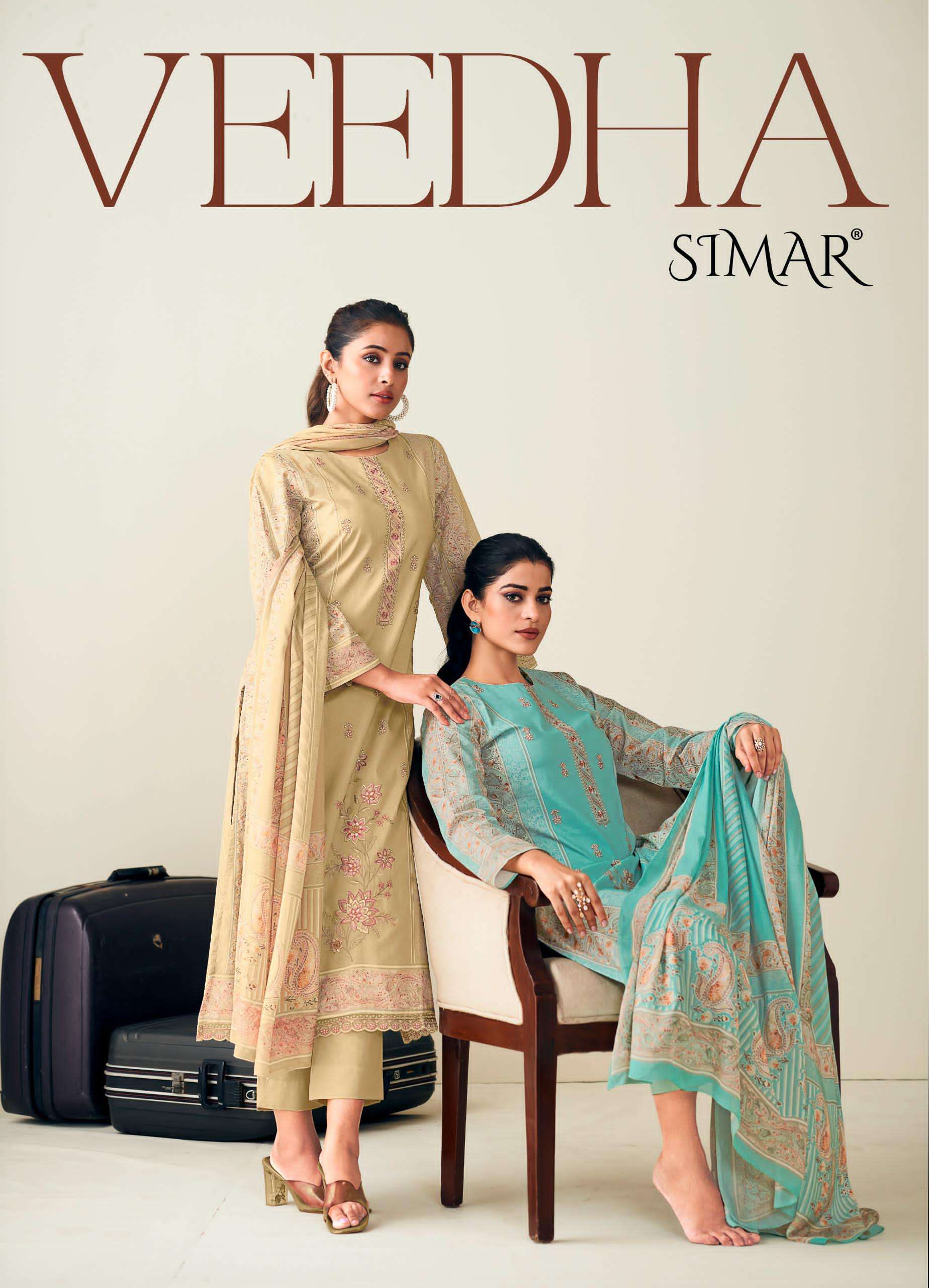 GLOSSY SIMAR VEEDHA PRINTED PURE LAWN COTTON SUIT WHOLESALER 
