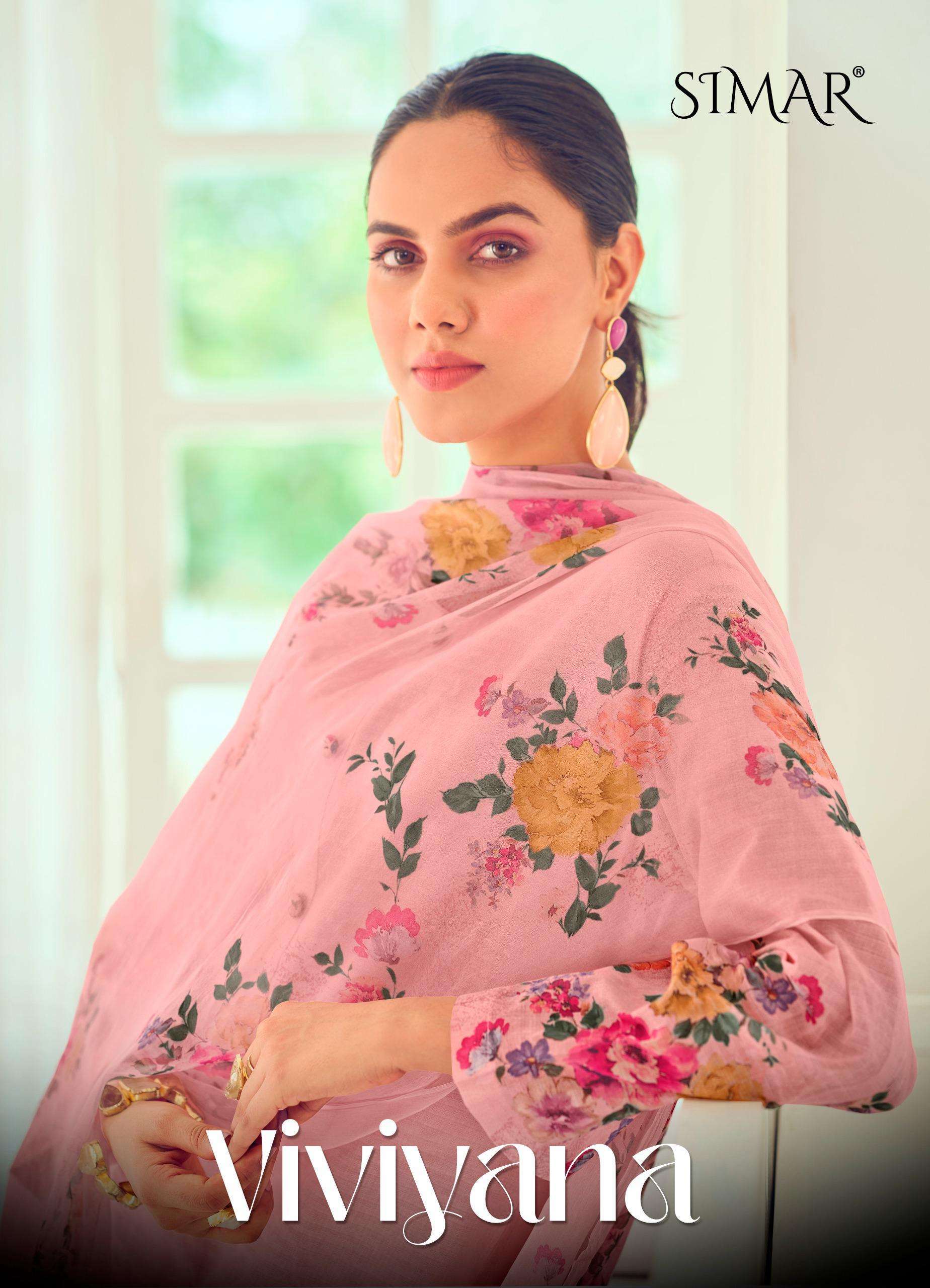 GLOSSY SIMAR VIVIYANA DESIGNER COTTON ORGANDY COTTON SUIT DEALER 