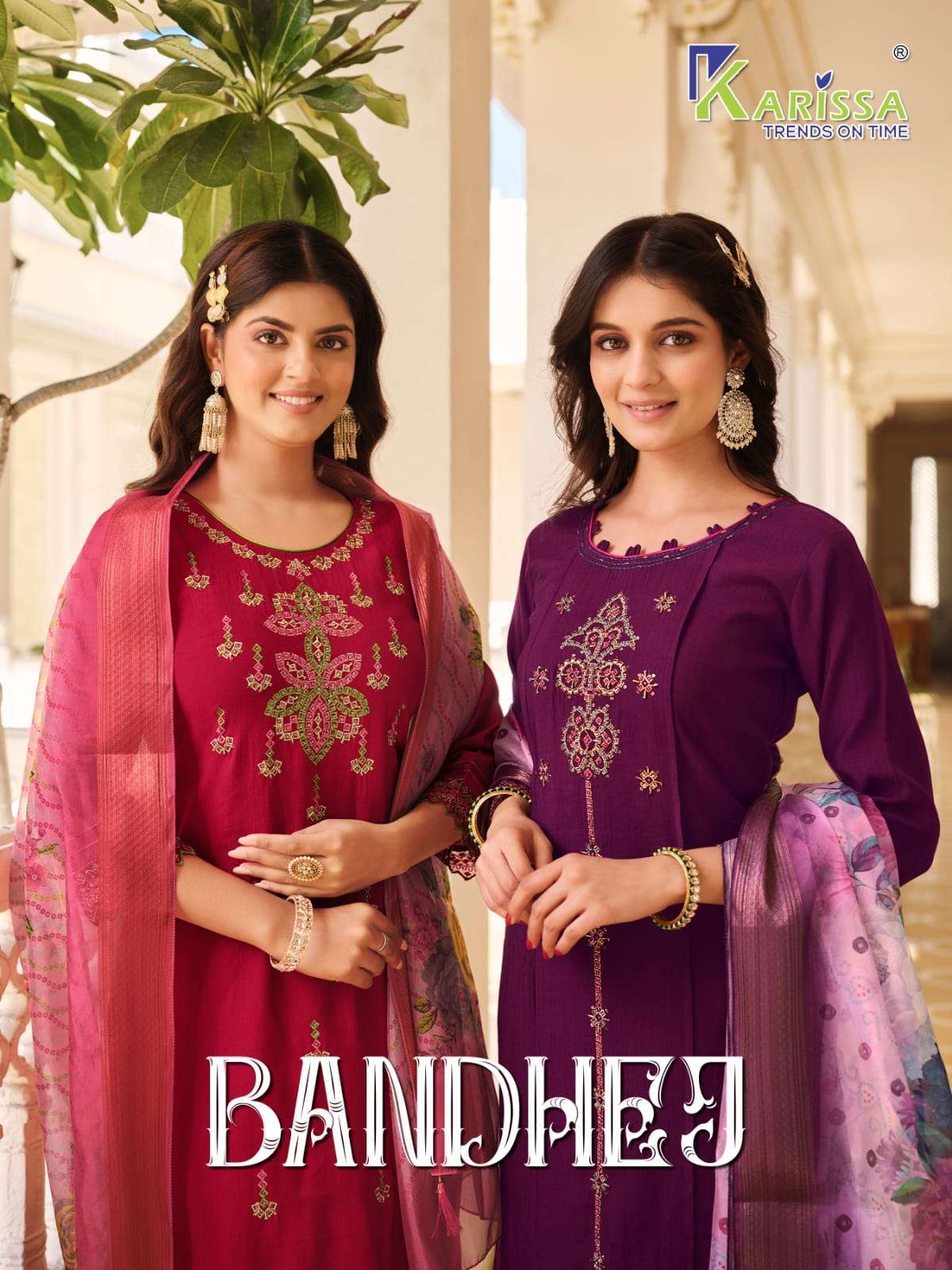 KARISSA BANDHEJ FANCY STRAIGHT KURTI PANT WITH DUPATTA SET WHOLESALER 