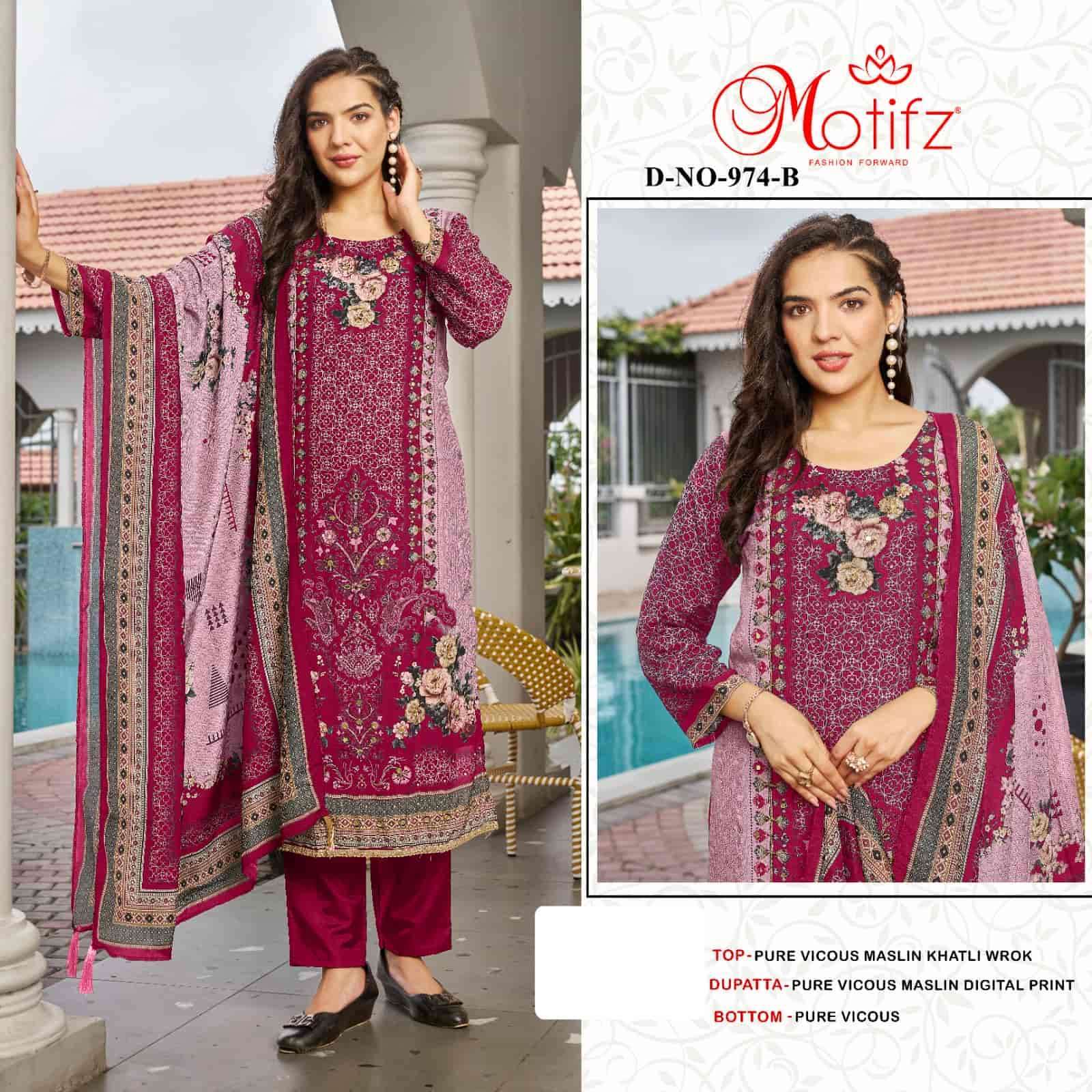 MOTIFZ 974 PAKISTANI MUSLIN LADIES SUIT WHOLESALER 2025
