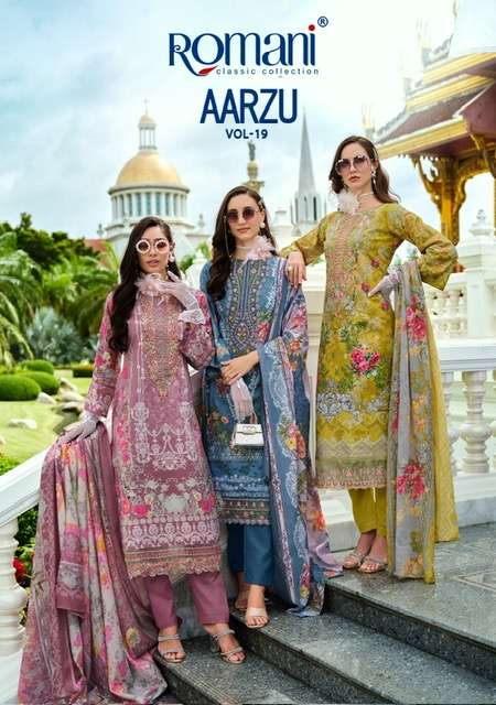 ROMANI AARZU VOL 19 COTTON PRINTED LADIES SUIT WHOLESALER 2025
