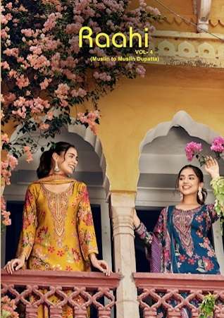 RUPALI FASHION RAAHI VOL 4 MUSLIN HANDWORK SUIT COLLECTION 