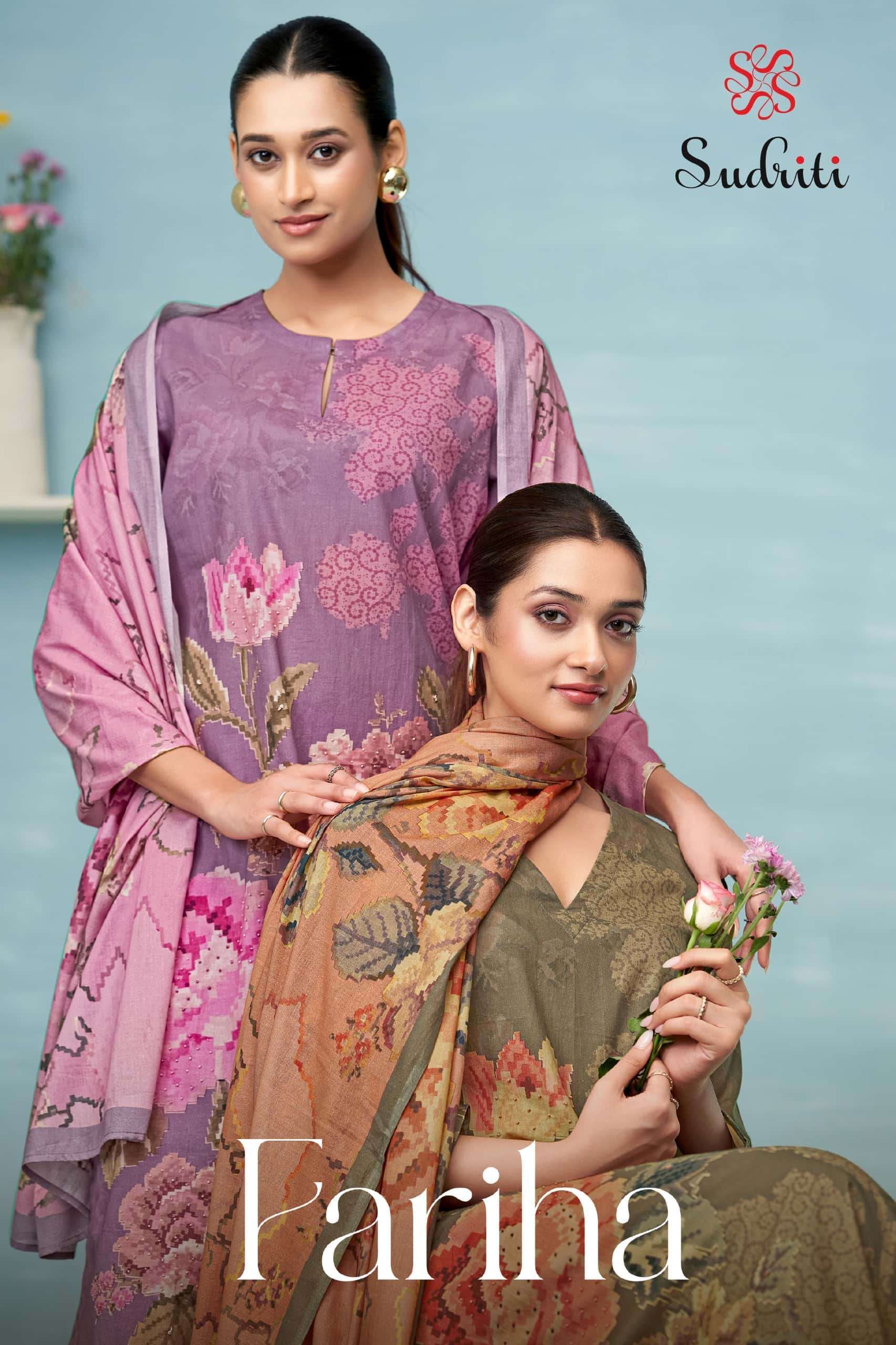 SUDRITI FARIHA PRINTED PURE LAWN COTTON SUIT CATALOGUE BEST RATE 