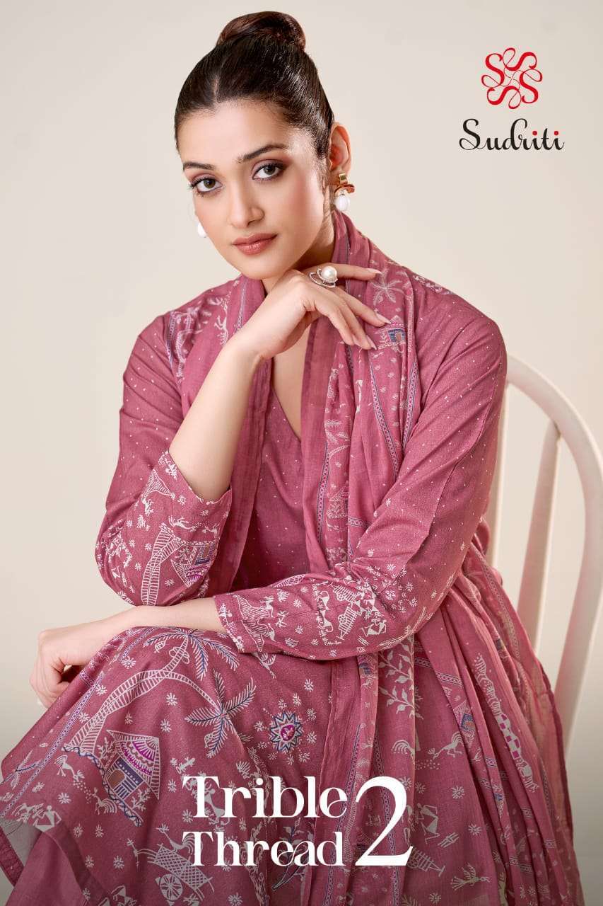 SUDRITI TRIBLE THREAD VOL 2 PRINTED LAWN COTTON SUIT WHOLESALER 