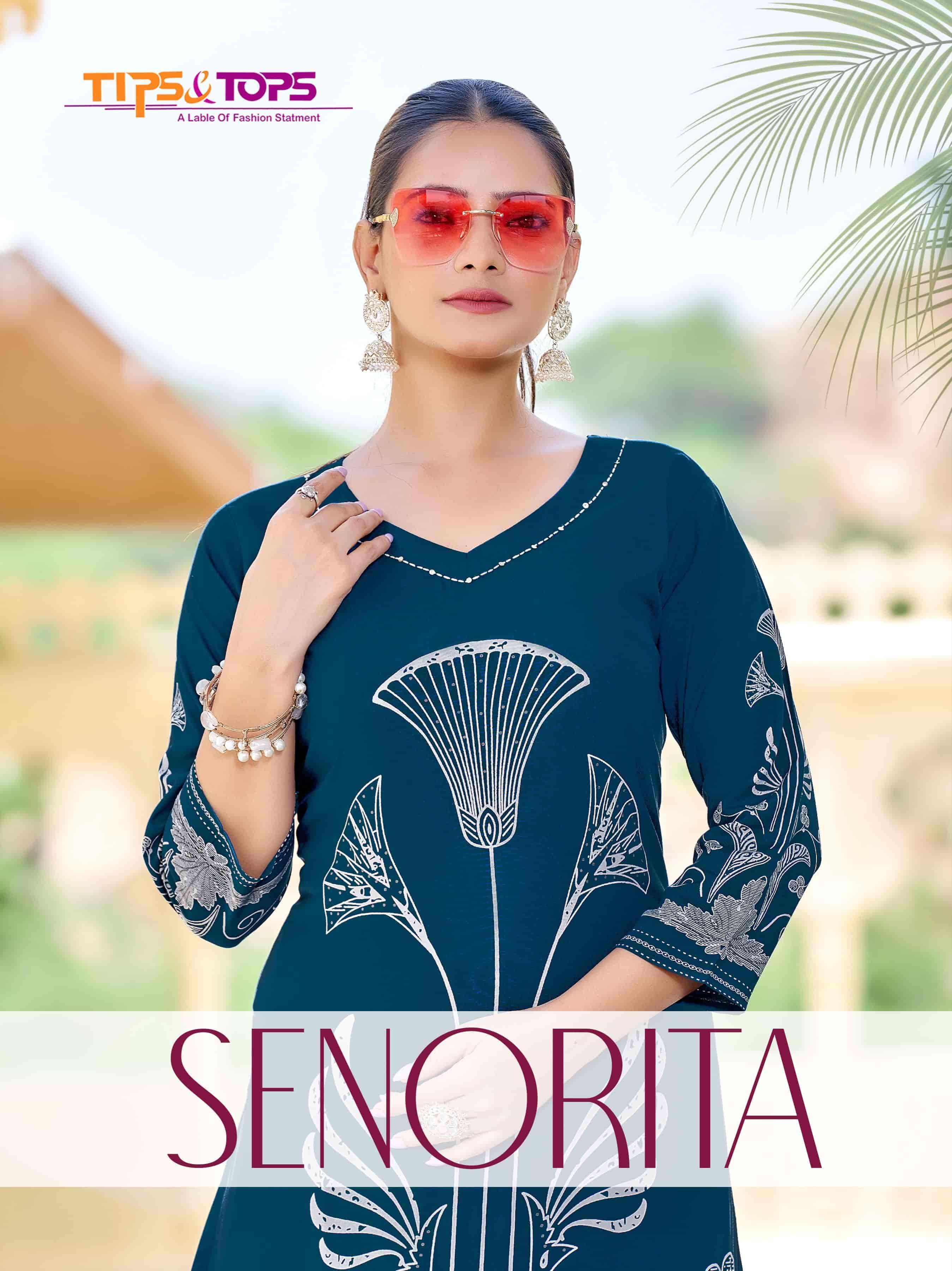 TIPS AND TOPS SENORITA DESIGNER KURTI BOTTOM SET WHOLESALER 2025