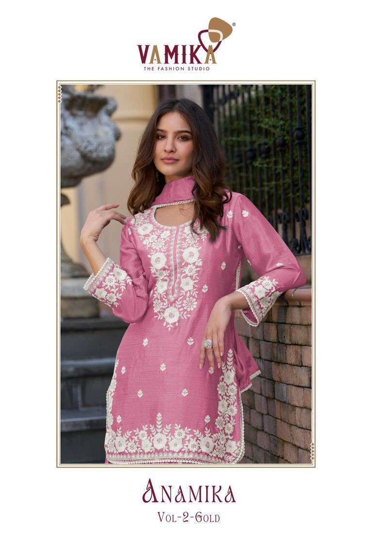 VAMIKA ANAMIKA VOL 2 GOLD PARTYWEAR SHARARA DRESS EXPORTER 