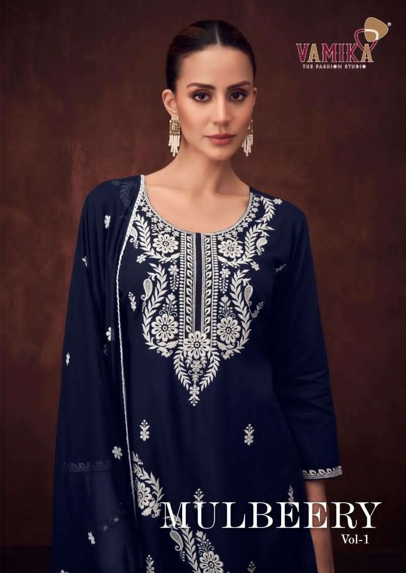 VAMIKA MULBEERY VOL 1 RAYON EMBROIDERY KURTI WHOLESALER 