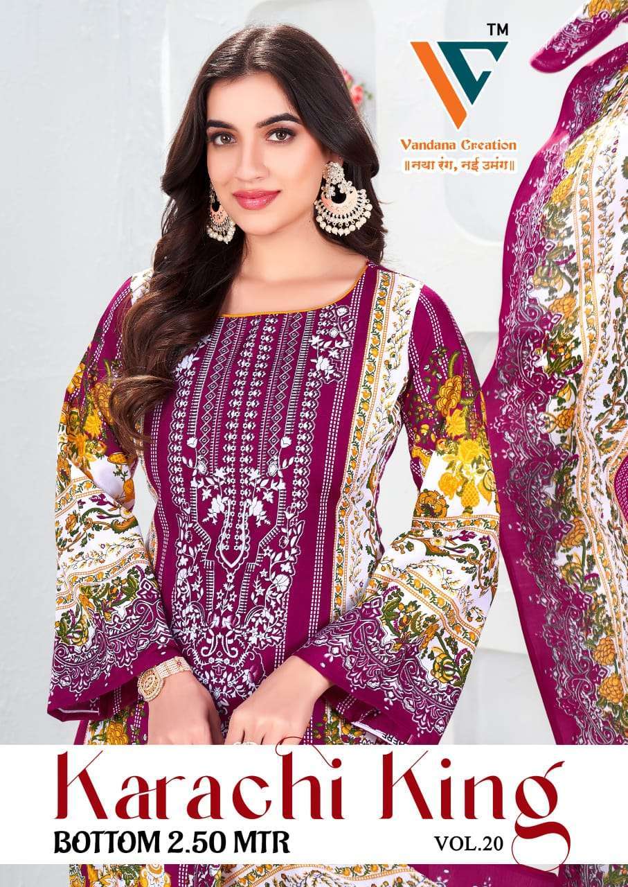 VANDANA FASHION KARACHI KING VOL 20 COTTON KARACHI SUIT WHOLESALER 