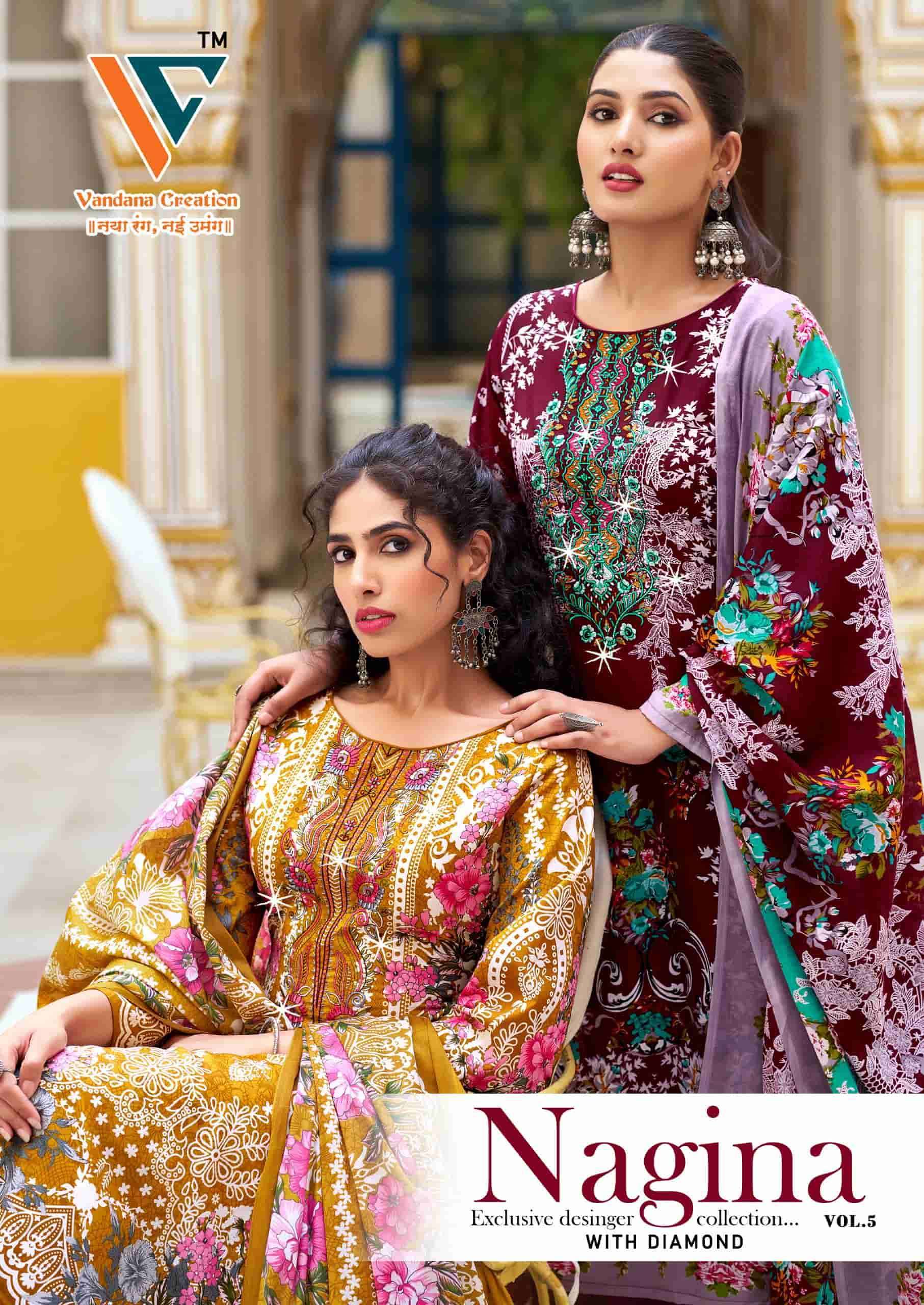 VANDANA FASHION NAGINA VOL 5 UNSTITCH COTTON DRESS WHOLESALER 