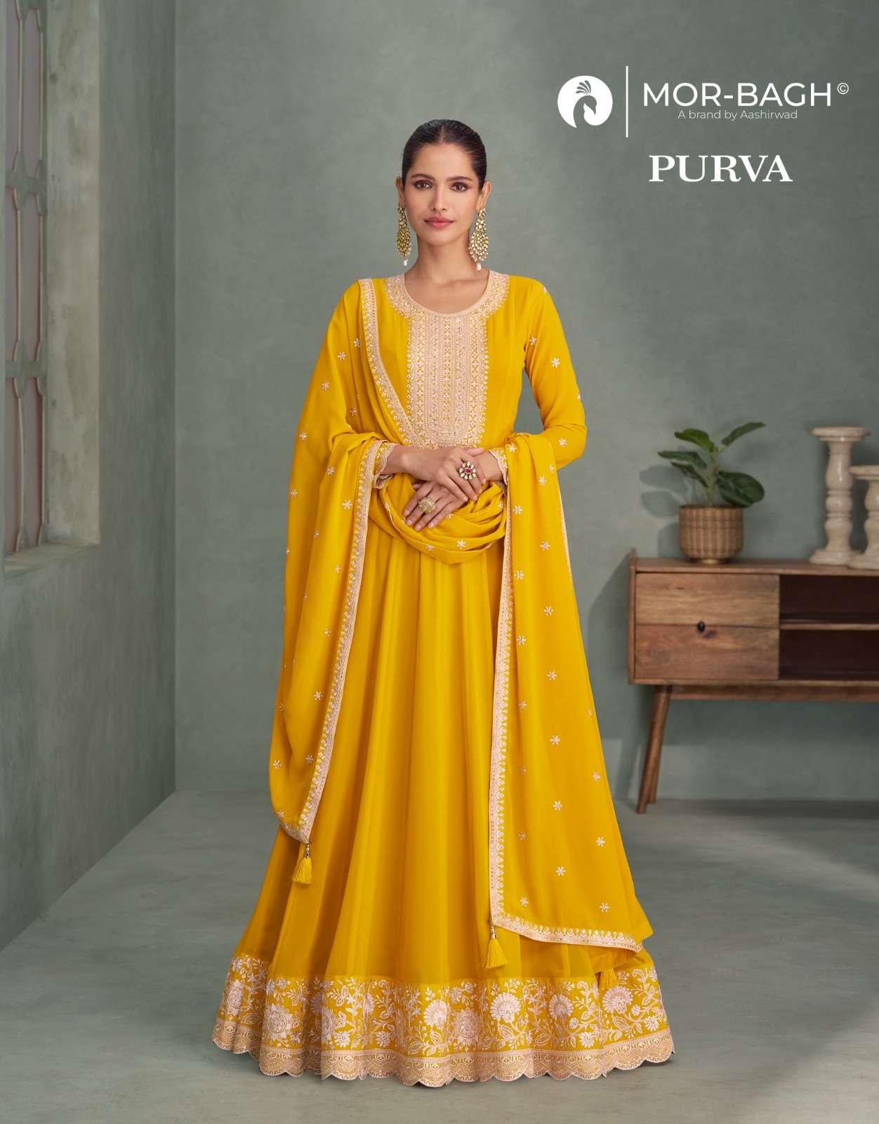 AASHIRWAD MOR BAGH PURVA LONG DRESS SUPPLIER 