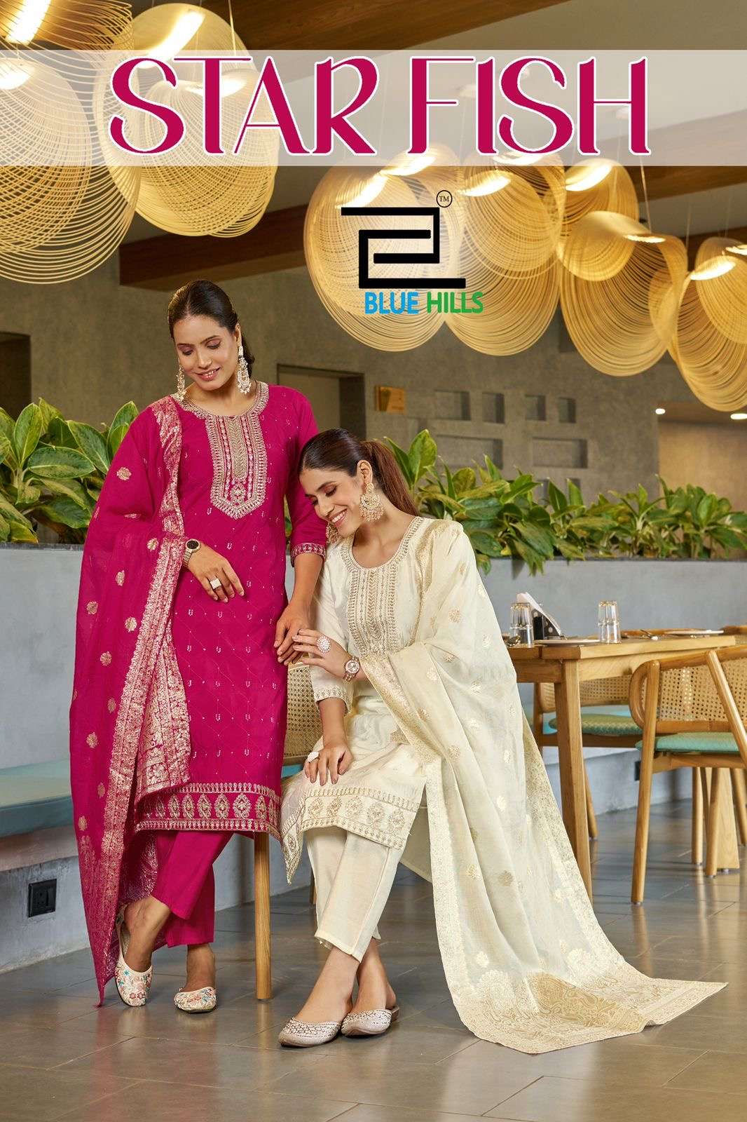BLUE HILLS STAR FISH ROMAN SILK READYMADE KURTI 2025
