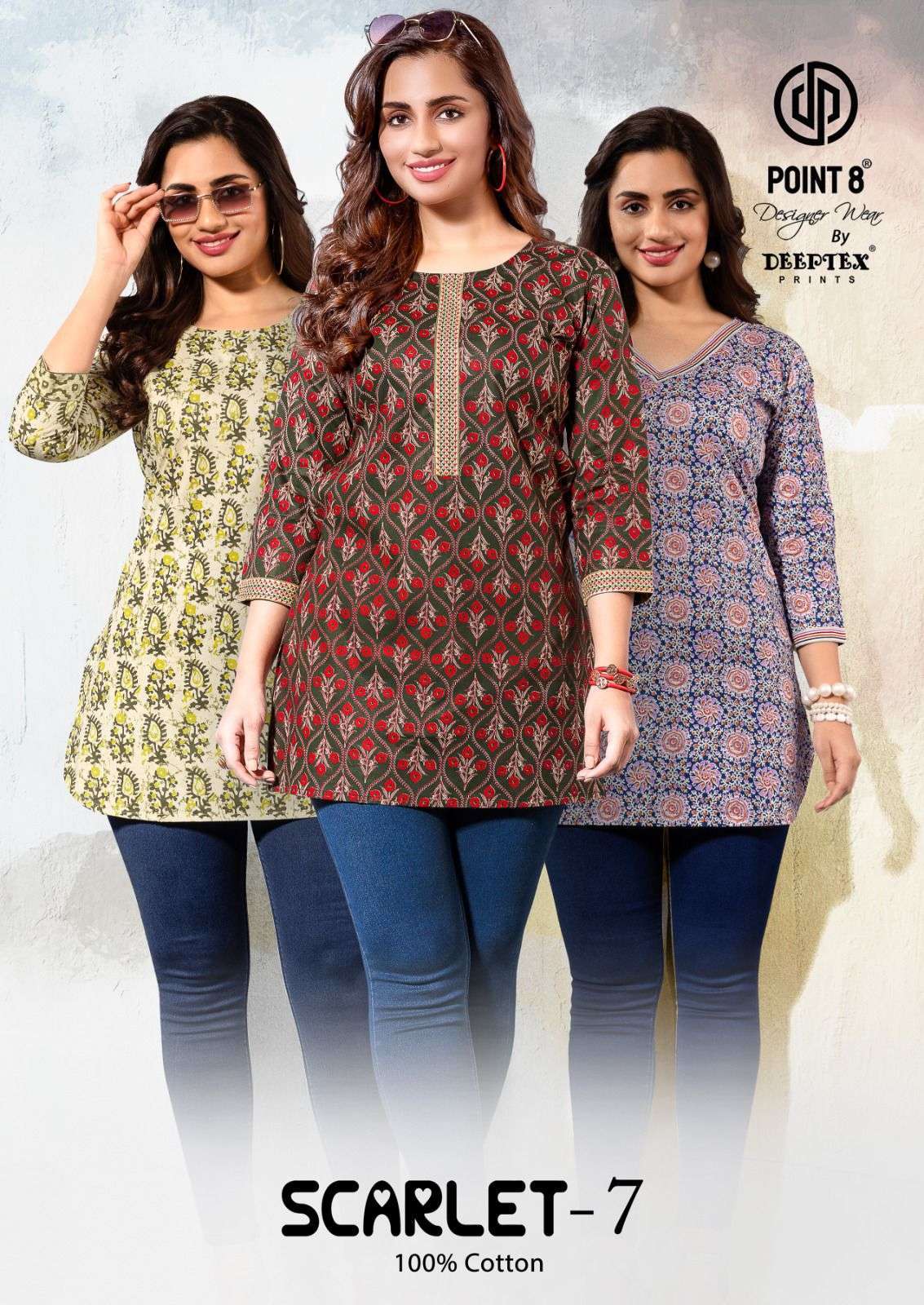 DEEPTEX SCARLET VOL 7 FANCY PRINTED COTTON SHORT TOPS COLLECTION BEST RATE 