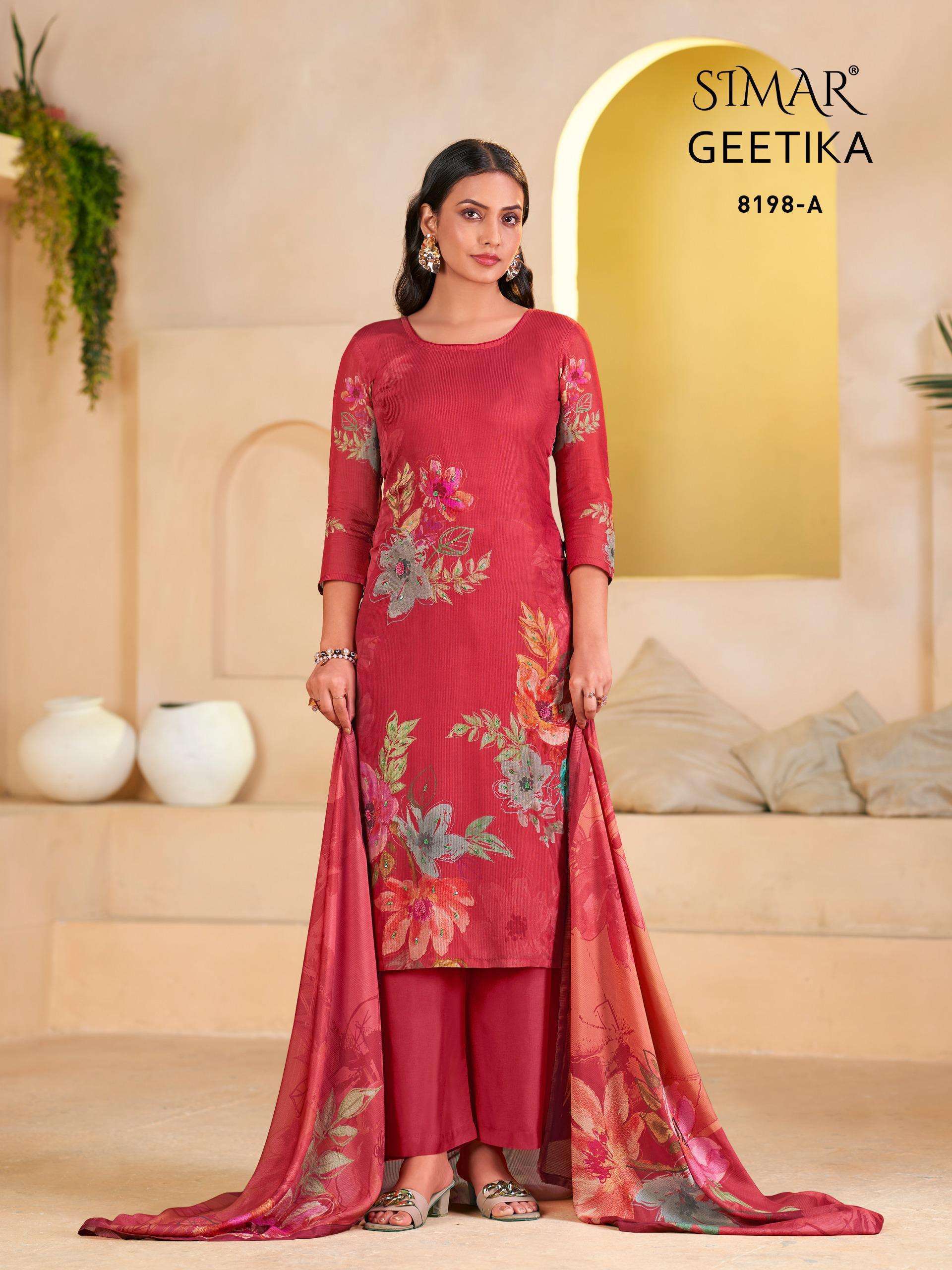 GLOSSY SIMAR GEETIKA VISCOSE SALWER SUIT COLLECTION BEST RATE 