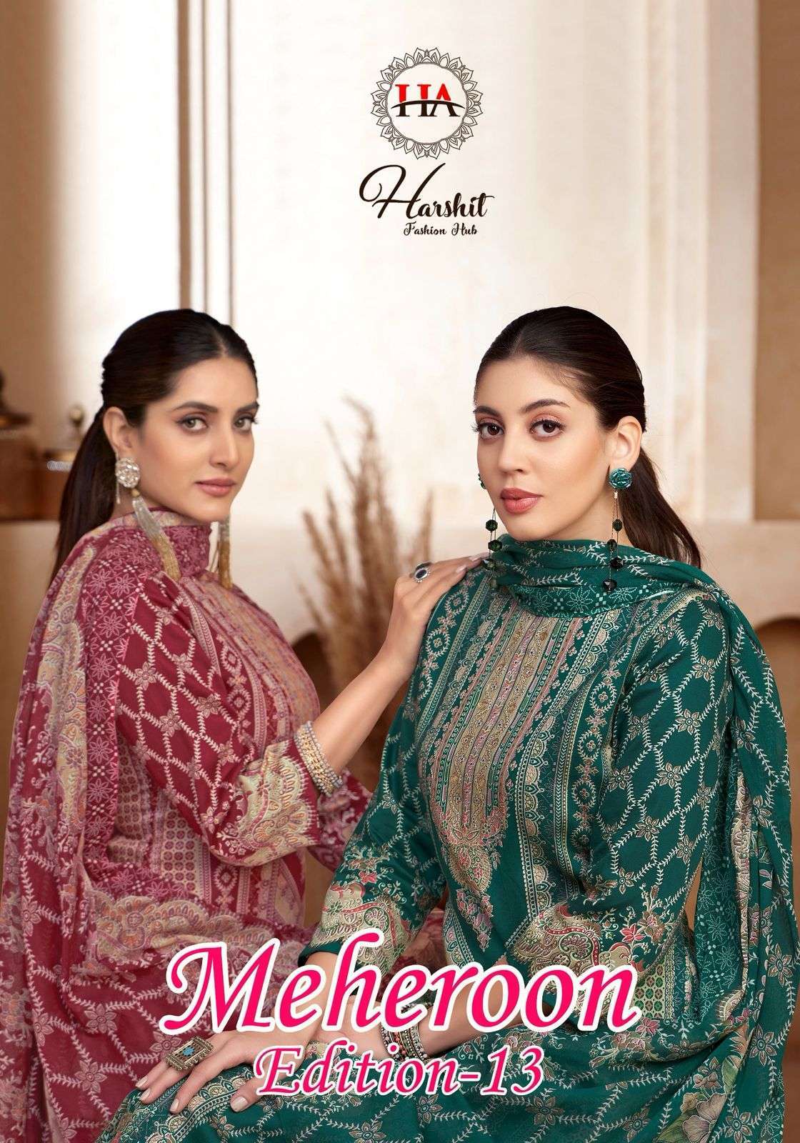 HARSHIT FASHION MEHEROON EDITION 13 FANCY VISCOSE RAYON SUIT 