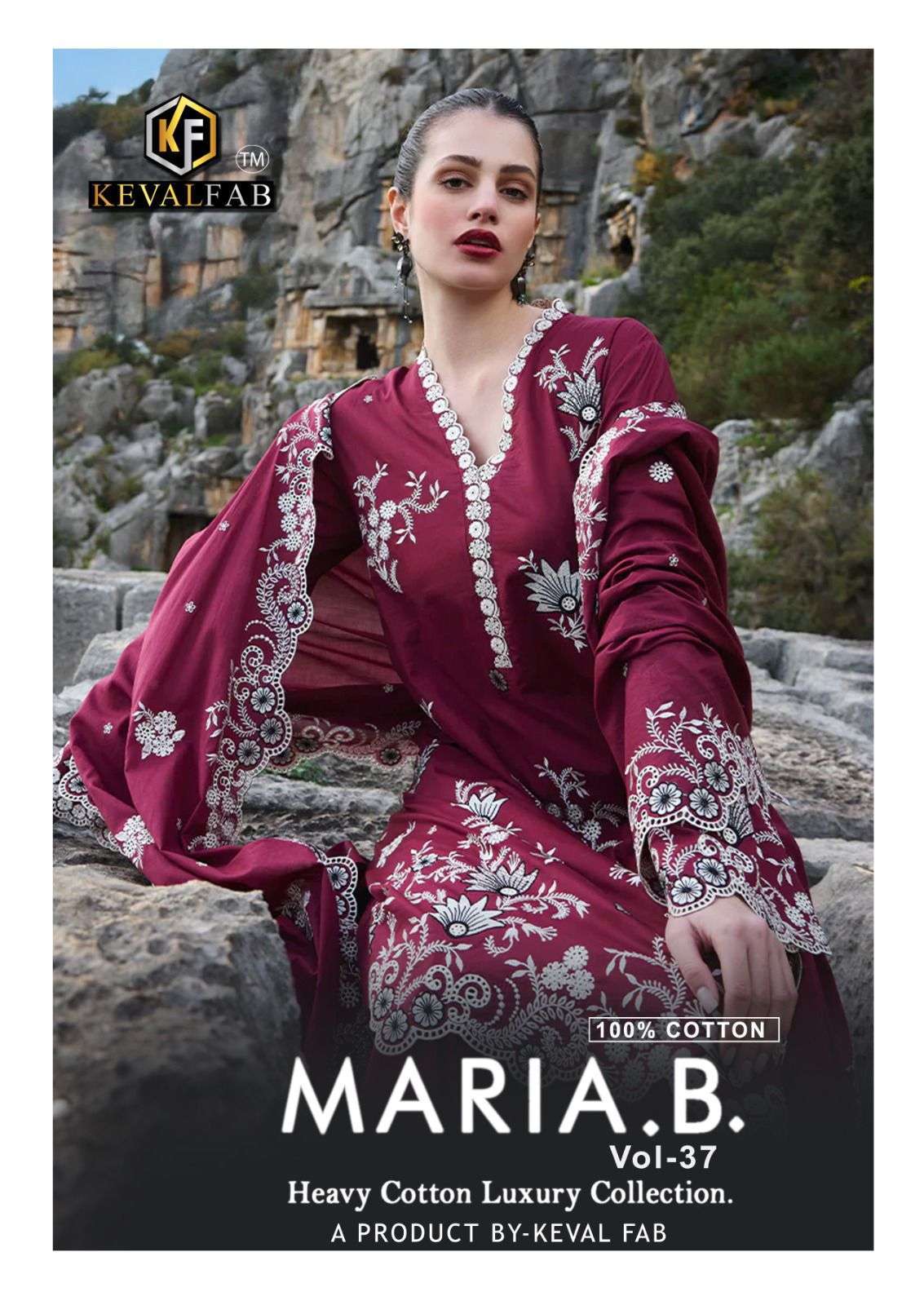 KEVAL FAB MARIA B VOL 37 PRINTED COTTON SUIT WHOLESALE PRICE