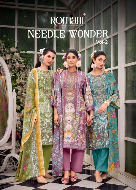 ROMANI NEEDLE WONDER VOL 2 COTTON PRINTED SUIT WHOLESALE PRIC DEALER 