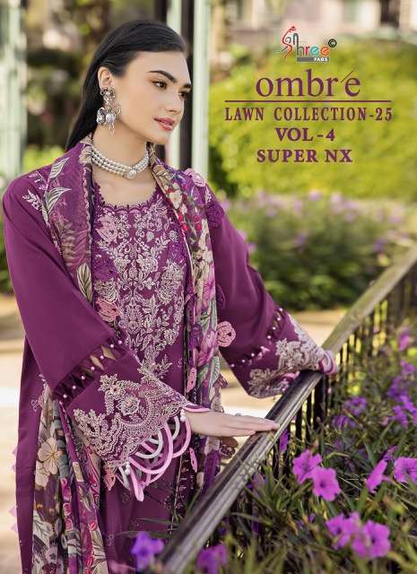 SHREE FAB OMBRE VOL 4 SUPER NX LAWN COLLECTION SUIT WHOLESALER  