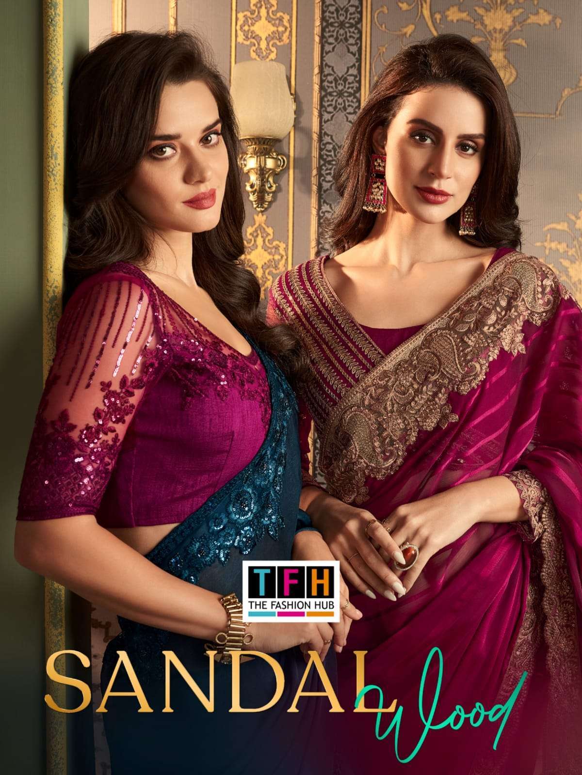 TFH SANDALWOOD VOL 12 1201 TO 1218 DESIGNER PARTYWEAR SAREE COLLECTION WHOLESALE PRICE 