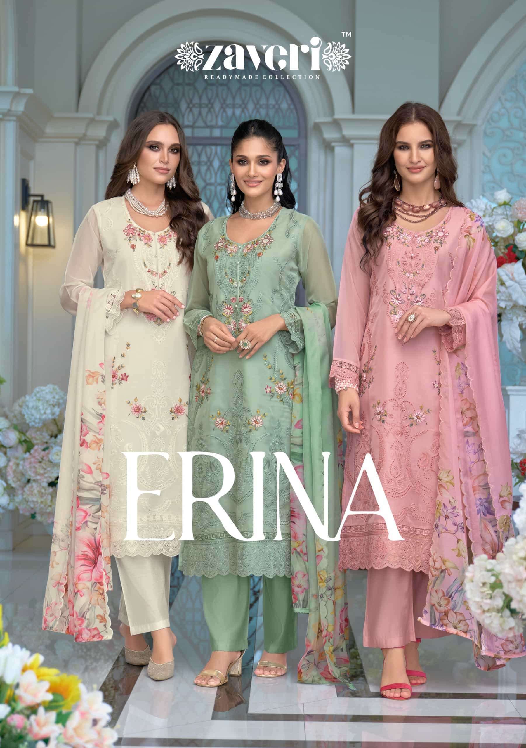 ZAVERI ERINA SOFT ORGANZA EMBRODERY WORK PARTYWEAR READYMADE COLLECTION 