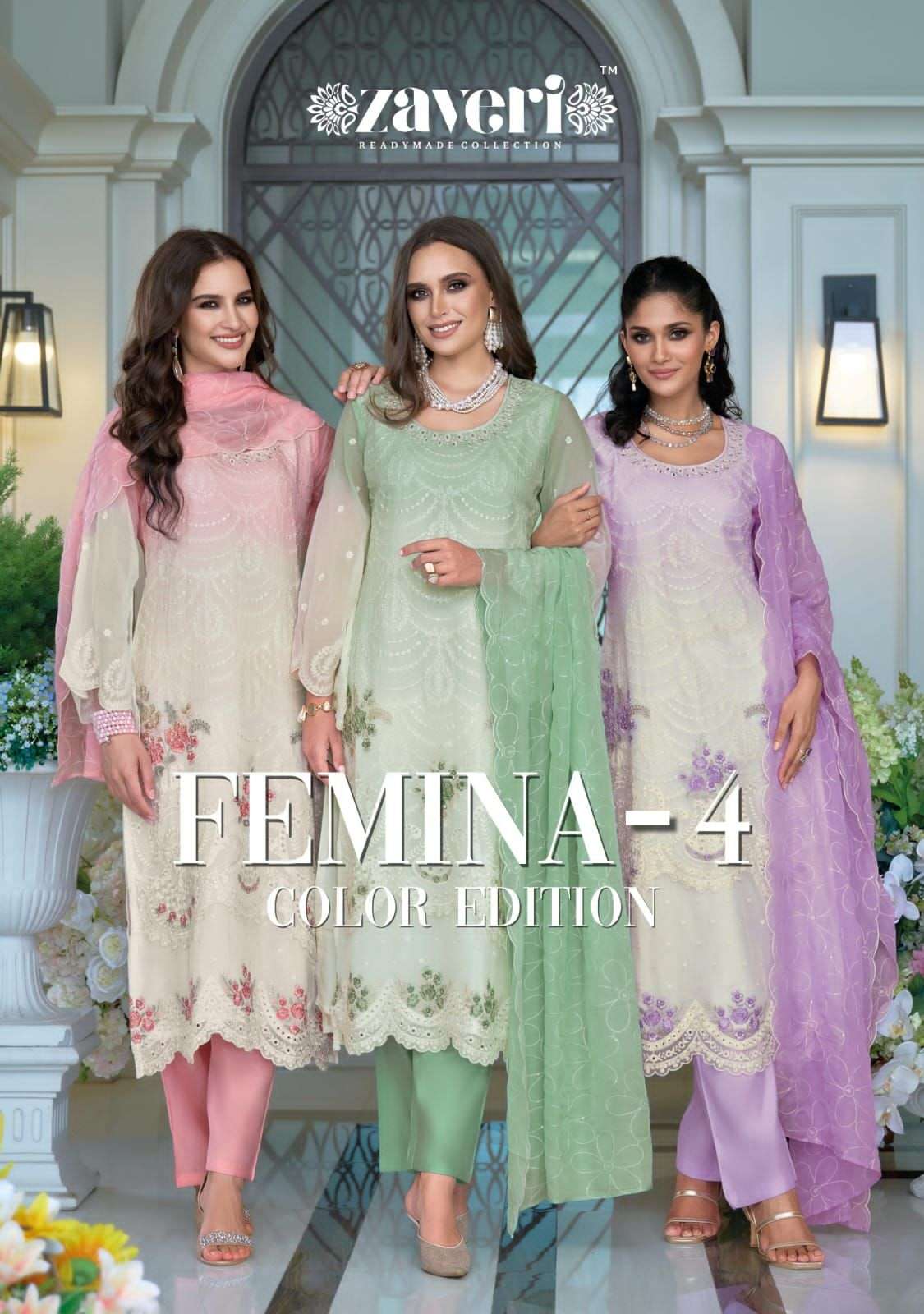 ZAVERI FEMINA VOL 4 COLOR EDITION EMBROIDERY SUIT WHOLESALER 