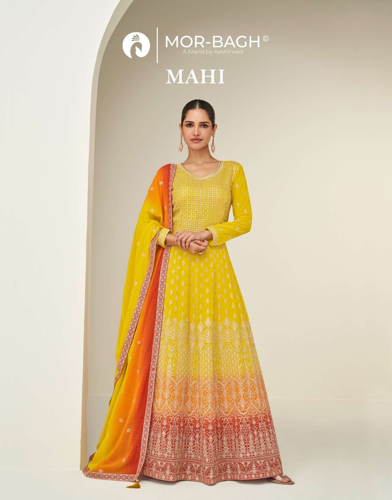 AASHIRWAD MOR BAGH MAHI PARTYWEAR GOWN WHOLESALER 2025