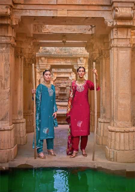 ANJU FABRIC RAJ KOTHI PURE HAND WORK SUIT WHOLESALER 