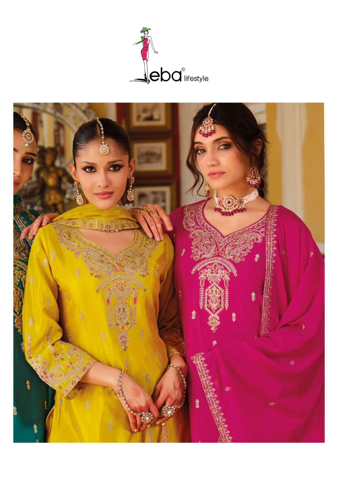 EBA LIFESTYLE CHHAVI DESIGNER CHINON PARTYWEAR SUIT COLLECTION BEST RATE 