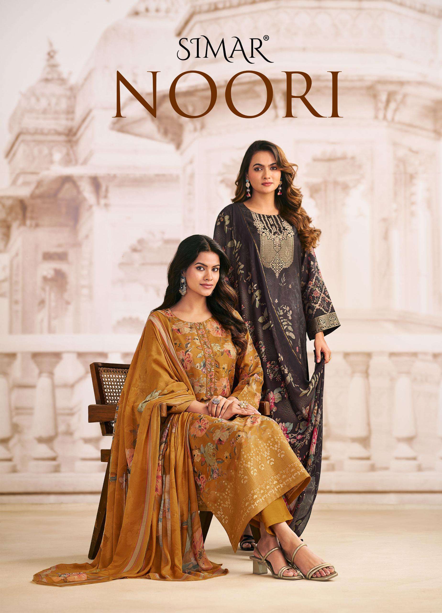 GLOSSY SIMAR NOORI DOLA JACQUARD PRINTED SALWER KAMEEZ WHOLESALER 