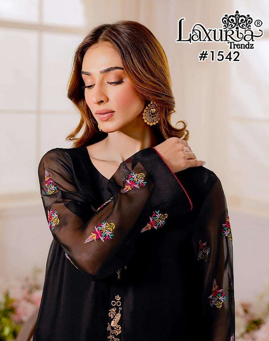 LAXURIA TRENDZ 1542 GEORGETTE DESIGNER READYMADE 3 PCS SET WHOLESALER 