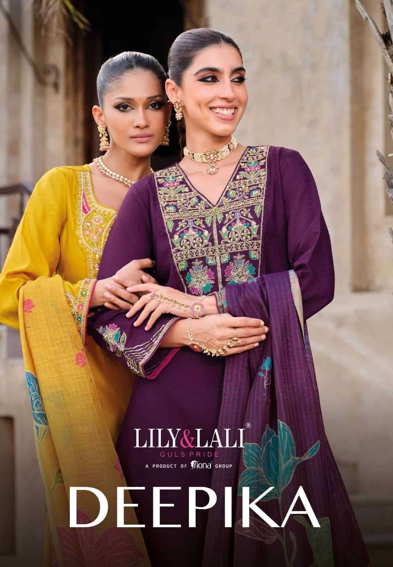 LILY AND LALI DEEPIKA VISCOSE SILK DESIGNER EMBRODERY KURTI PANT WITH DUPATTA SET WHOLESALER 