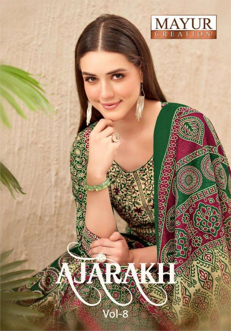 MAYUR CREATION AJARAKH VOL 8 COTTON PRINTED READYMADE SUIT WHOLESALER 