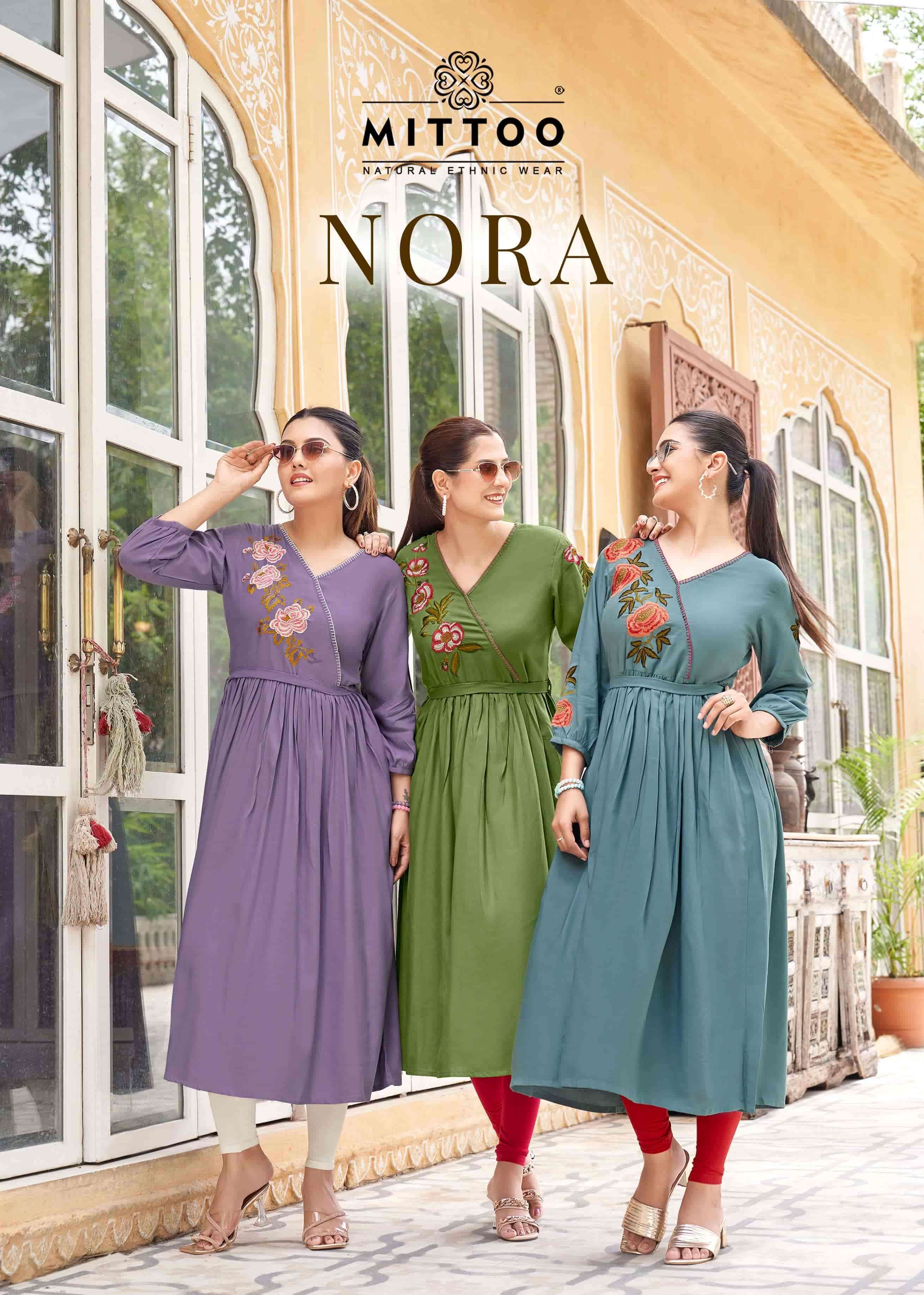 MITTOO NORA RAYON THREAD WORK DESIGNER KURTI WHOLESALER 