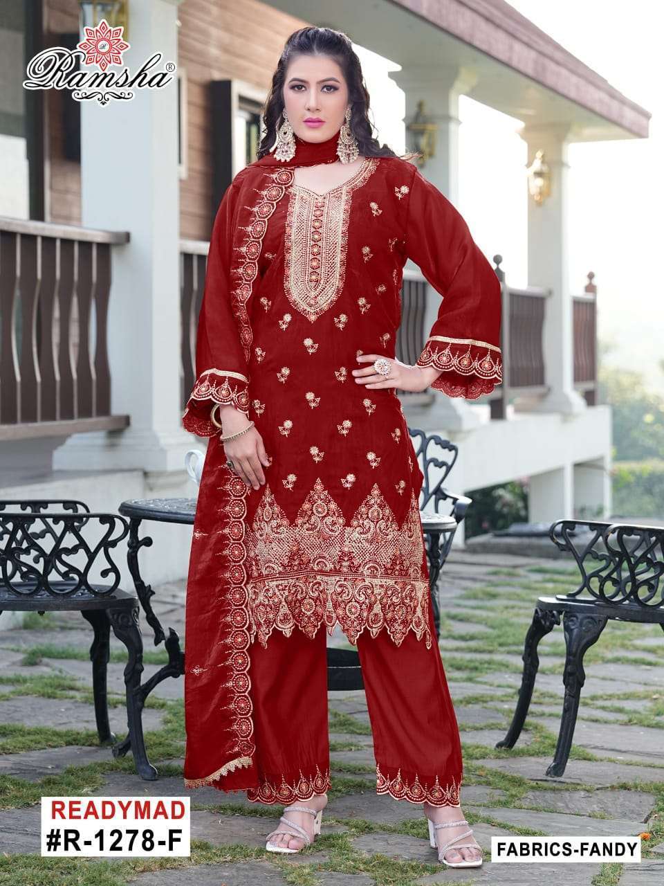 RAMSHA R 1278 NX FANCY SILK READYMADE PAKISTANI SUIT 3 PCS WHOLESALER 2025
