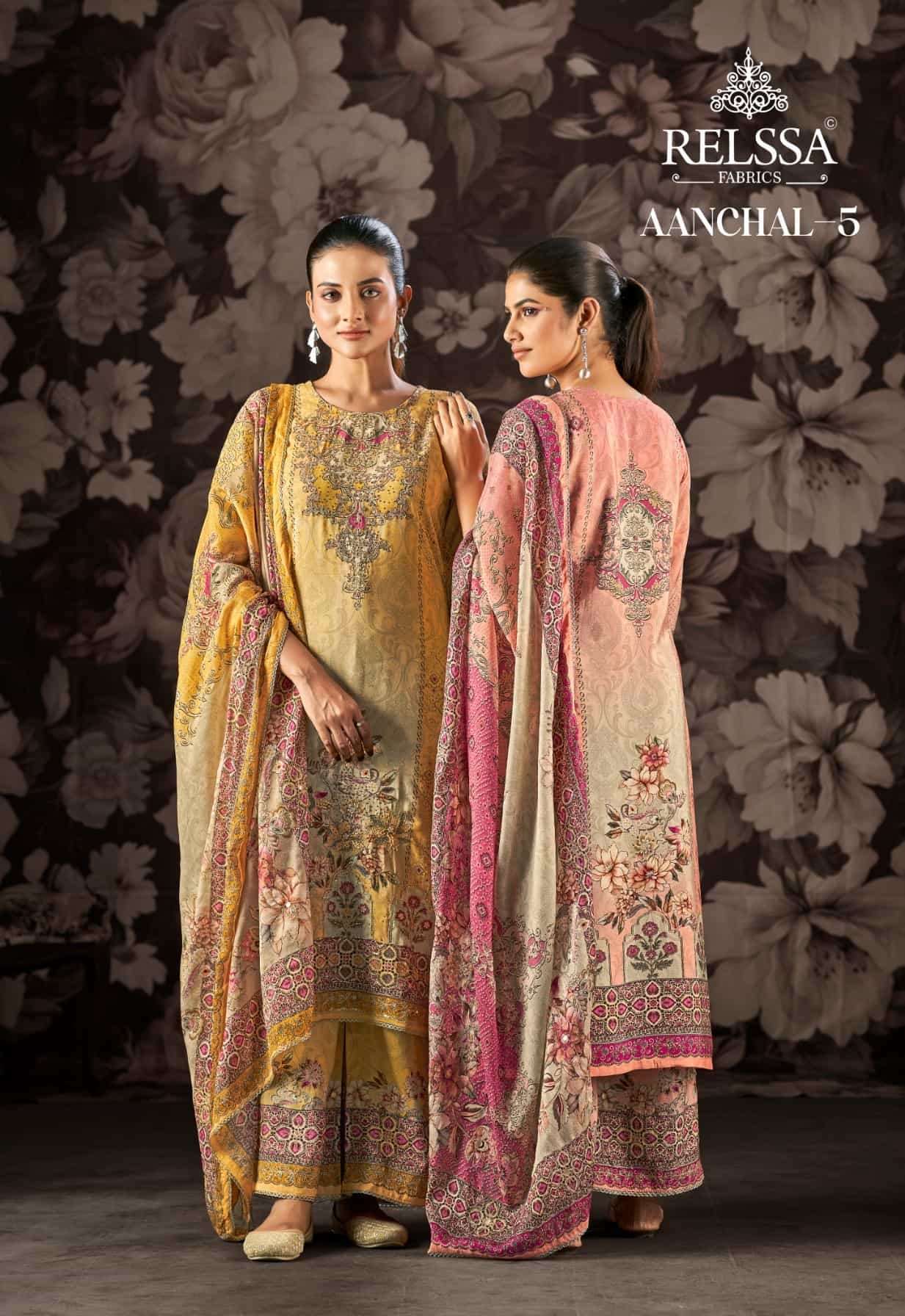 RELSSA AANCHAL VOL 5 FANCY PRINTED SALWER KAMEEZ SUIT WHOLESALER 