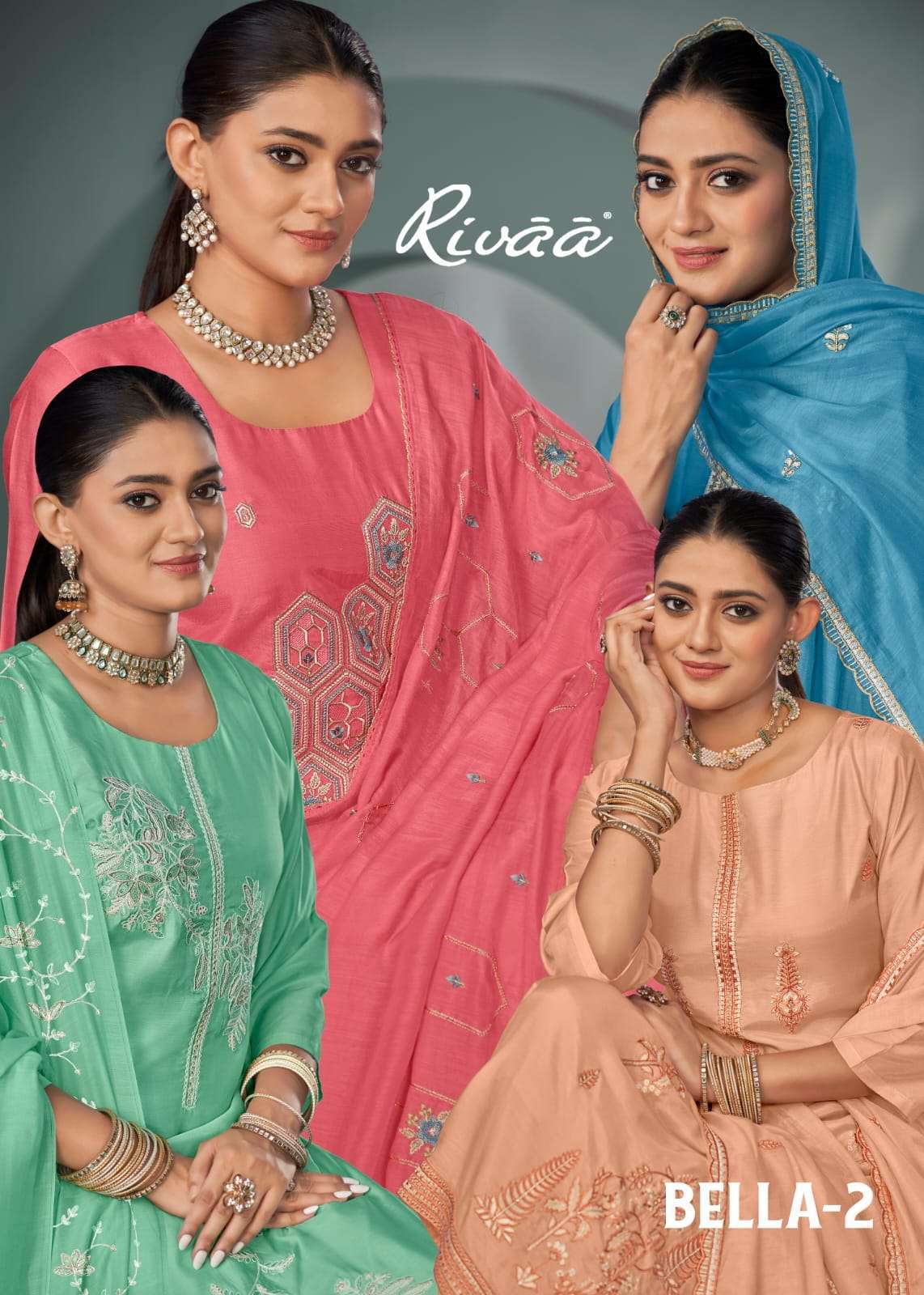 RIVAA BELLA VOL 2 PURE BEMBERG SILK LADIES SUIT WHOLESALER 