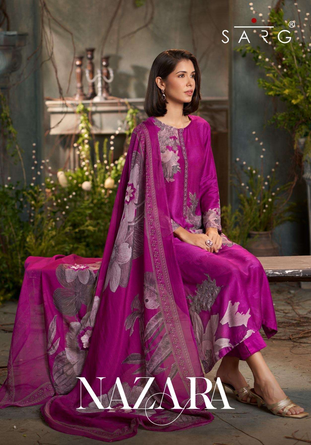 SARG NAZARA MUSLIN SILK HANDWORK SALWER KAMEEZ SUIT WHOLESALER 2025