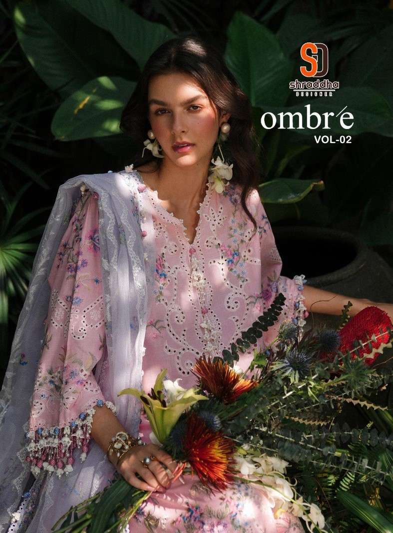 SHRADDHA DESIGNER OMBRE VOL 2 COTTON EMBRODERY PAKISTANI SUIT WHOLESALER 