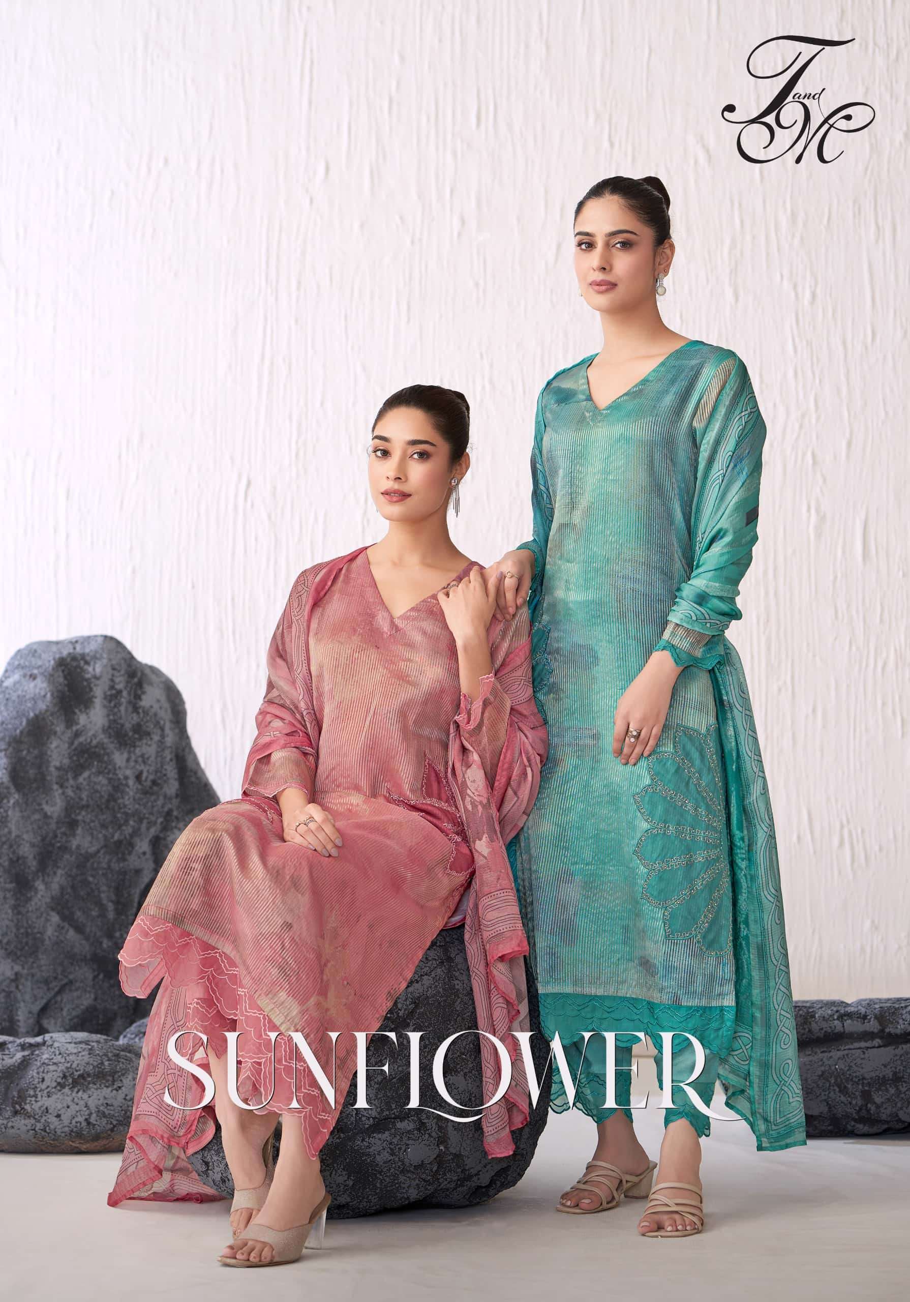 T AND M DESIGNER SUNFLOWER PURE SILK PATTERN SUIT WHOLESALER 