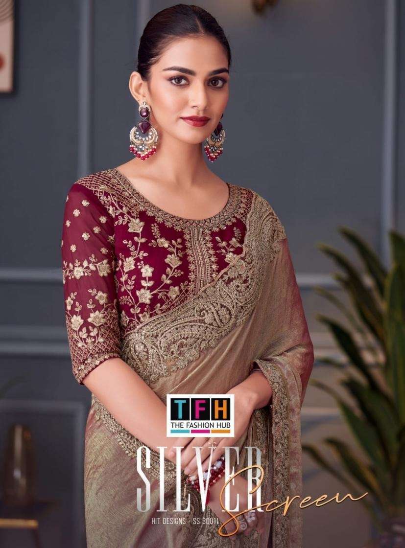 TFH SILVER SCREEN VOL 20 33011 SERIES DESIGNER TONE SILK PARTYWEAR SAREE  WHOLESALER 2025