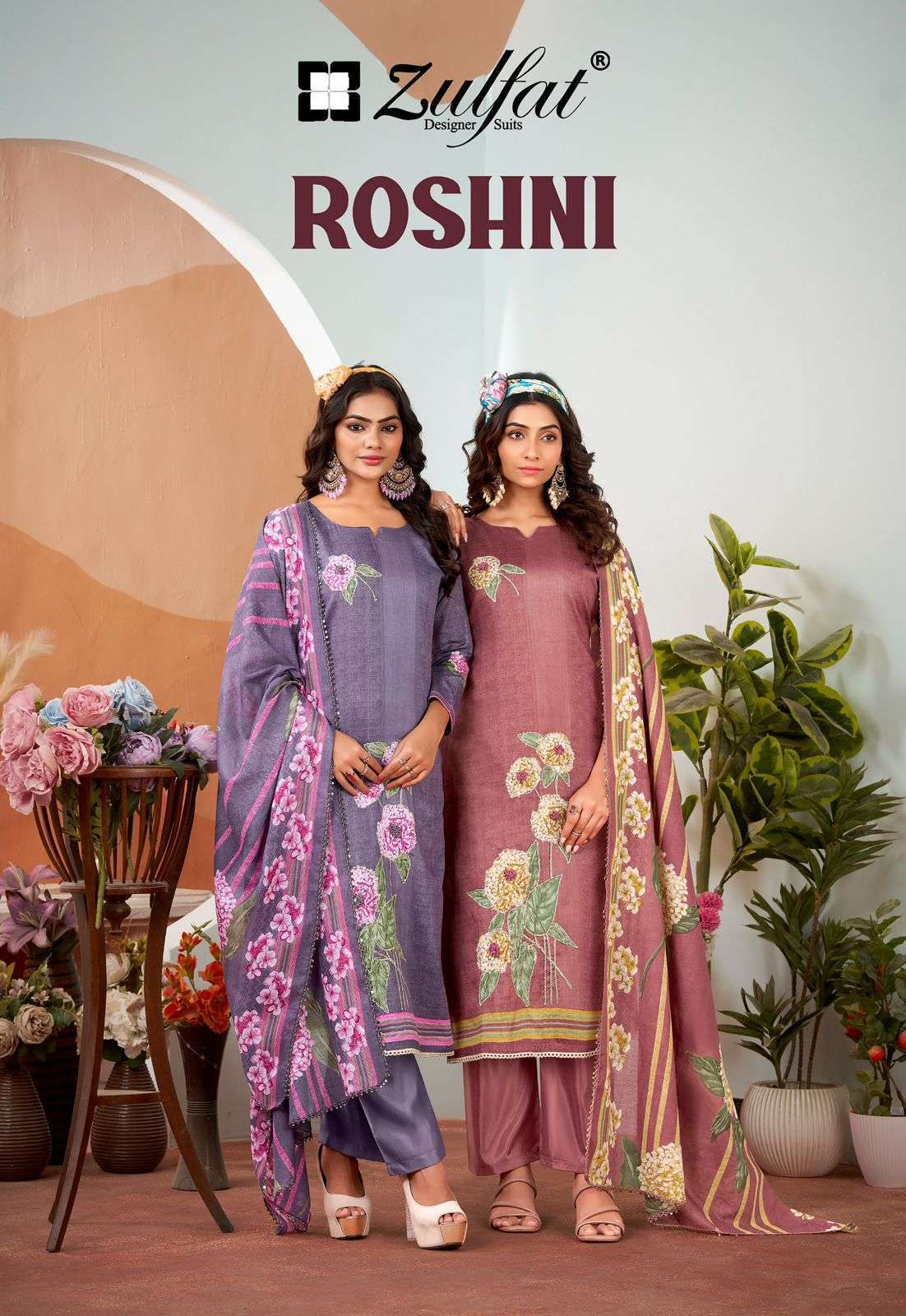 ZULFAT DESIGNER ROSHNI JAM COTTON FANCY EMBROIDERY SALWER KAMEEZ SUIT WHOLESALER 