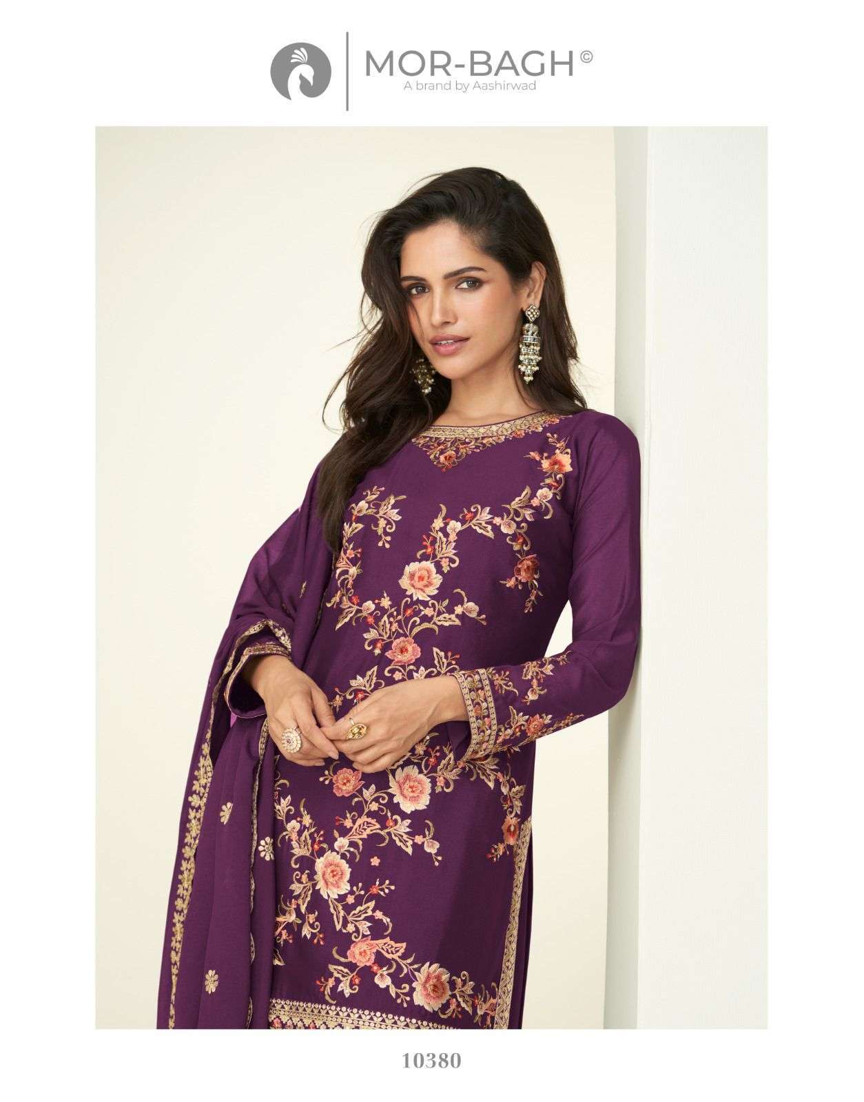 AASHIRWAD MOR BAGH GAURI 10380 TO 10383 PARTYWEAR READYMADE PALAZZO DRESS EXPORTER 