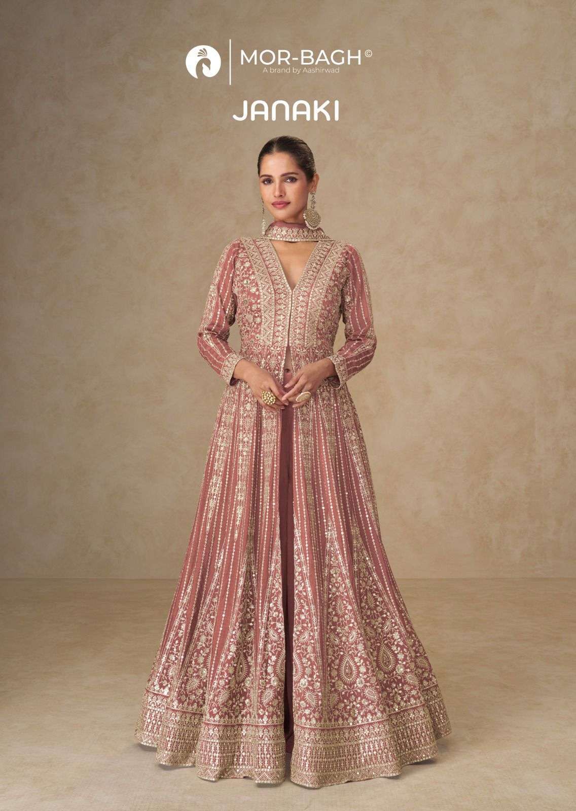 AASHIRWAD MOR BAGH JANKI 10353 TO 10356 DESIGNER INDO WESTERN DRESS CATALOG WHOLESALER 