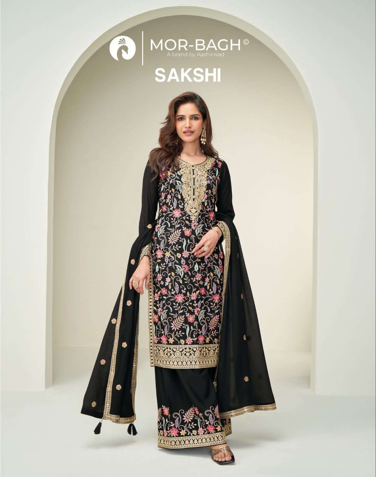 AASHIRWAD MOR BAGH SAKSHI 10366 AND 10367 DESIGNER PALAZZO SUIT WHOLESALER 2025