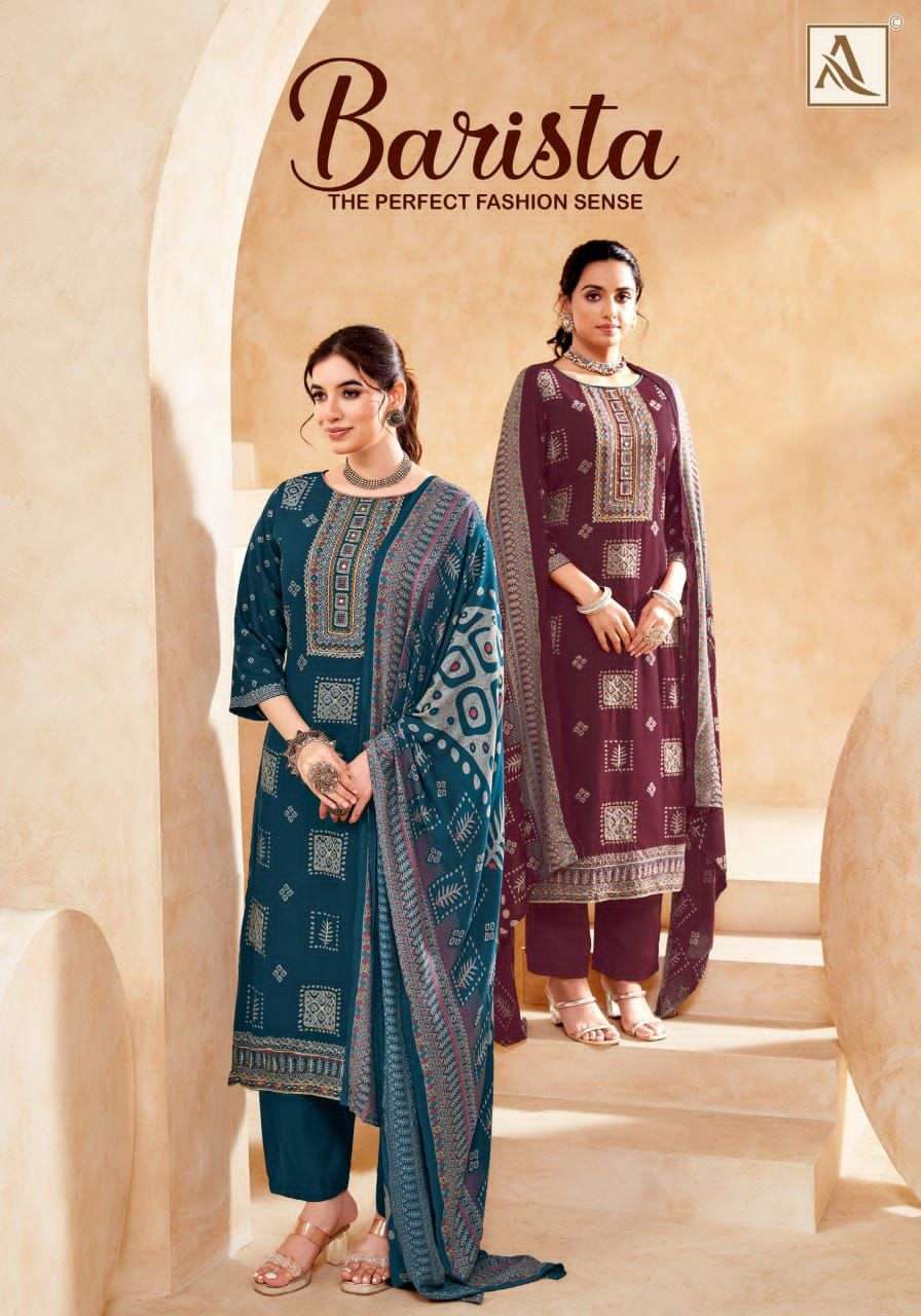 ALOK SUIT BARISTA PREMIUM DESIGNER PASHMINA WINTER SUIT WHOLESALER IN SURAT 2025