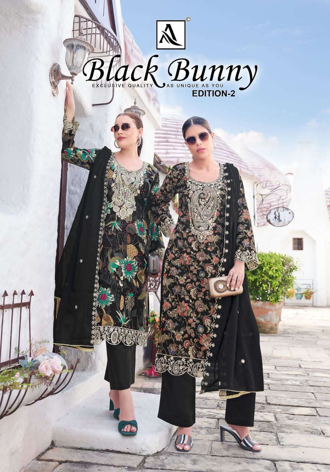 ALOK SUIT BLACK BUNNY EDITION 2 FANCY RAYON SALWER KAMEEZ WHOLESALER IN SURAT 2025