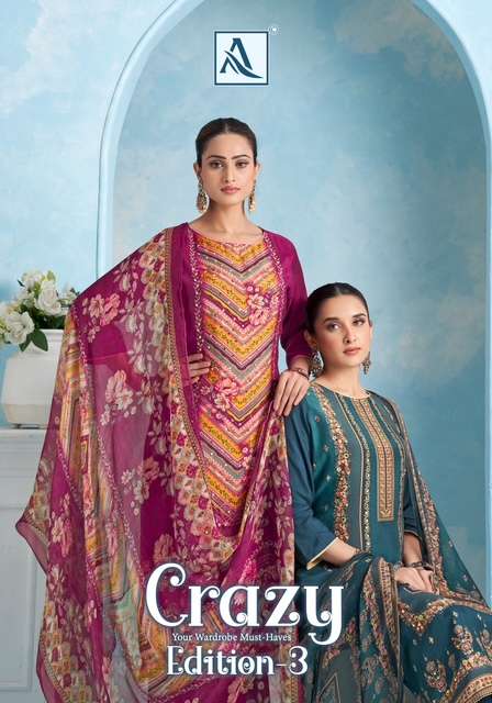 ALOK SUIT CRAZY EDITION 3 DESIGNER PRINT MUSLIN SUIT CATALOGUE DEALER 
