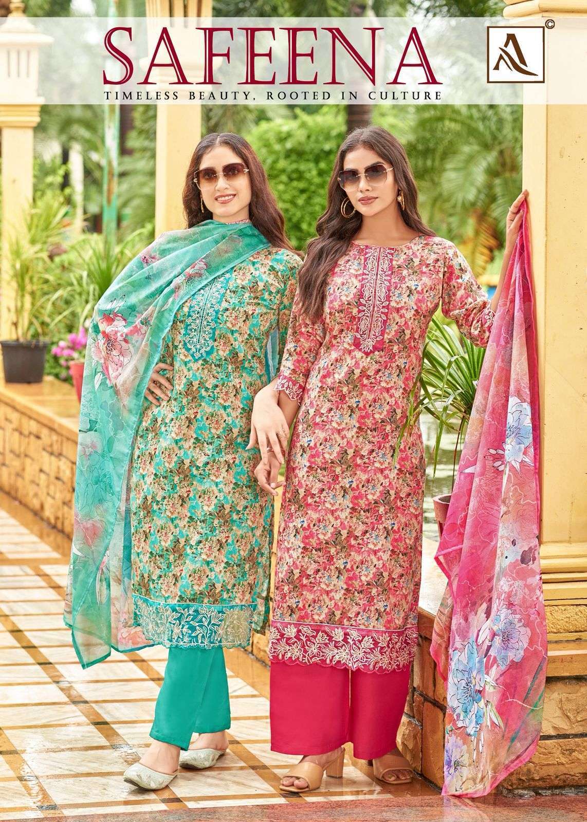 ALOK SUIT SAFEENA JAM COTTON PRINTED SALWER SUIT WHOLESALER BEST RATE DEALER IN SURAT 