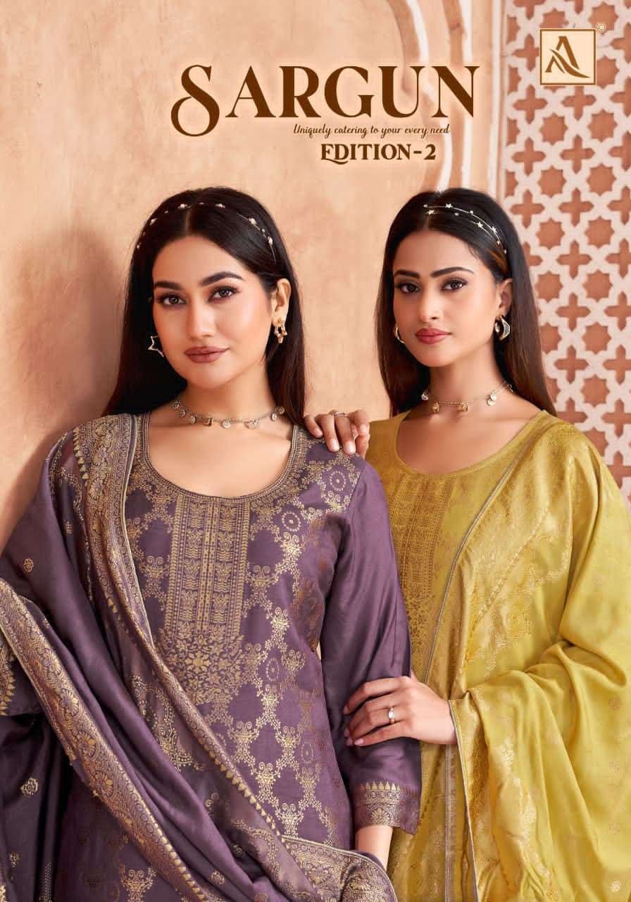 ALOK SUIT SARGUN EDITION 2 MUSLIN JACQUARD PARTYWEAR LADIES SUIT DEALER 