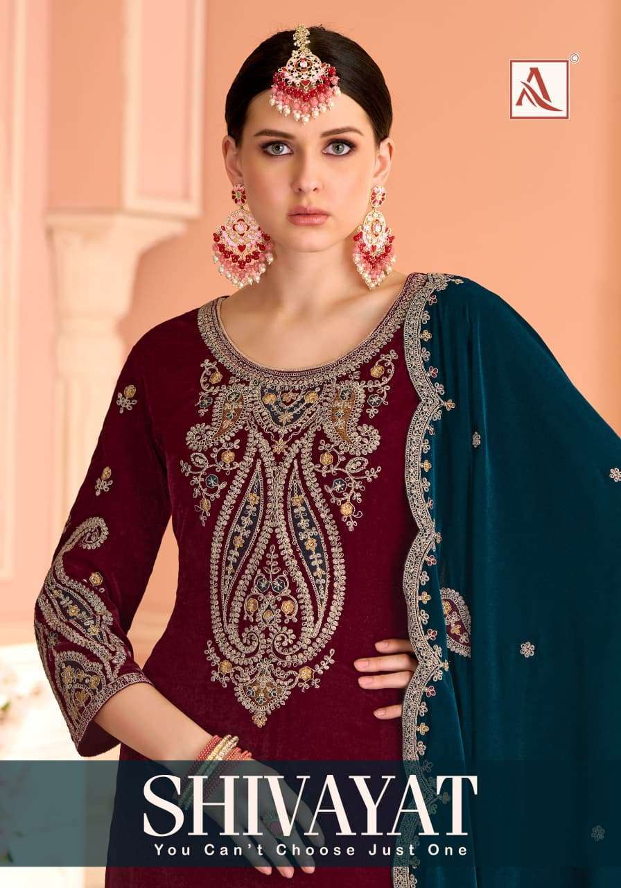 ALOK SUIT SHIVAYAT PREMIUM DESIGNER VELVET SUIT COLLECTION BEST RATE DEALER 